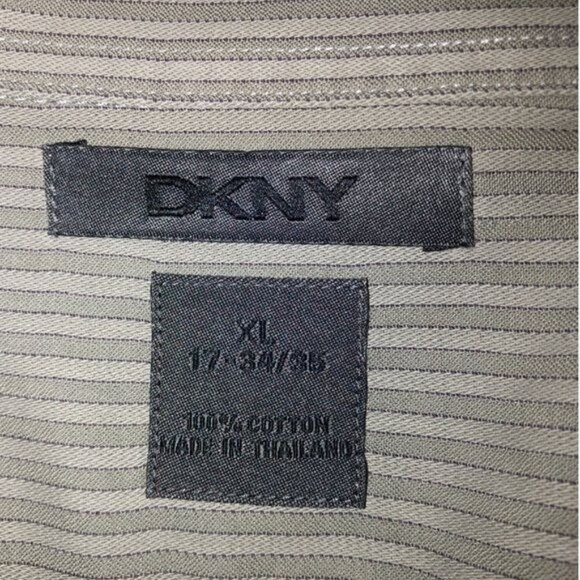 DKNY -MENS GREY STRIPPED BUTTON FRONT CLOSURE LONG SLEEVE 100%COTT SIZE X-LARGE - Picture 3 of 5